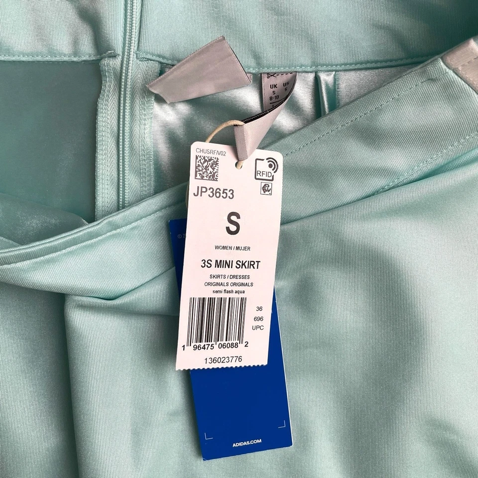 Adidas Originales 3S Mini Falda Mujer S Flash Aqua Como Nueva Reciclado Atletismo JP3653 Foto 4 de 4