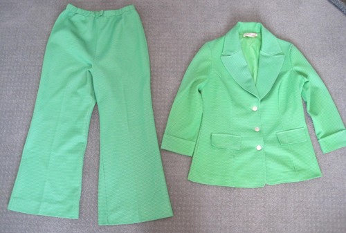 Vintage 1960's Jantzen 2 Piece Jacket and Pants Lime Green Polka Dot
