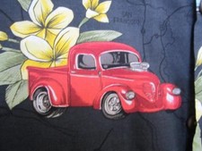 XXL Vintage Hawaiian Shirt HWY 1`Dark Grey California Road Map Hot Rods USA Made