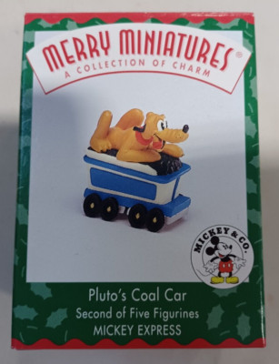 Hallmark Merry Miniatures Disney Pluto's Coal Car Mickey Express Ornament New