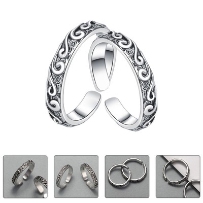 2Pcs Frauen Ringe Romantische Paar Ringe Edelstahl Paare