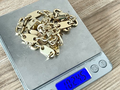 STEIGBÜGEL PLÄTTCHEN KETTE 585 /14 KARAT GOLD 66cm Plattenkette - Bild 10 von 10