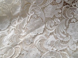 Floral Venice Lace Fabric  White Guipure Lace Fabric  Bridal  