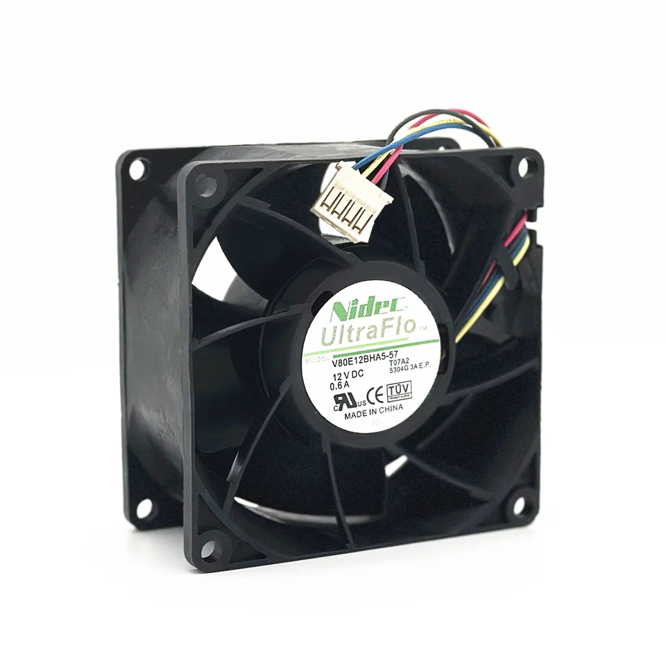 Nidec ultra-micro server fan FAN-0126L4 V80E12BHA5-57 T07A2 12V 0.6A 4-pin 8038 - Image 2 of 4