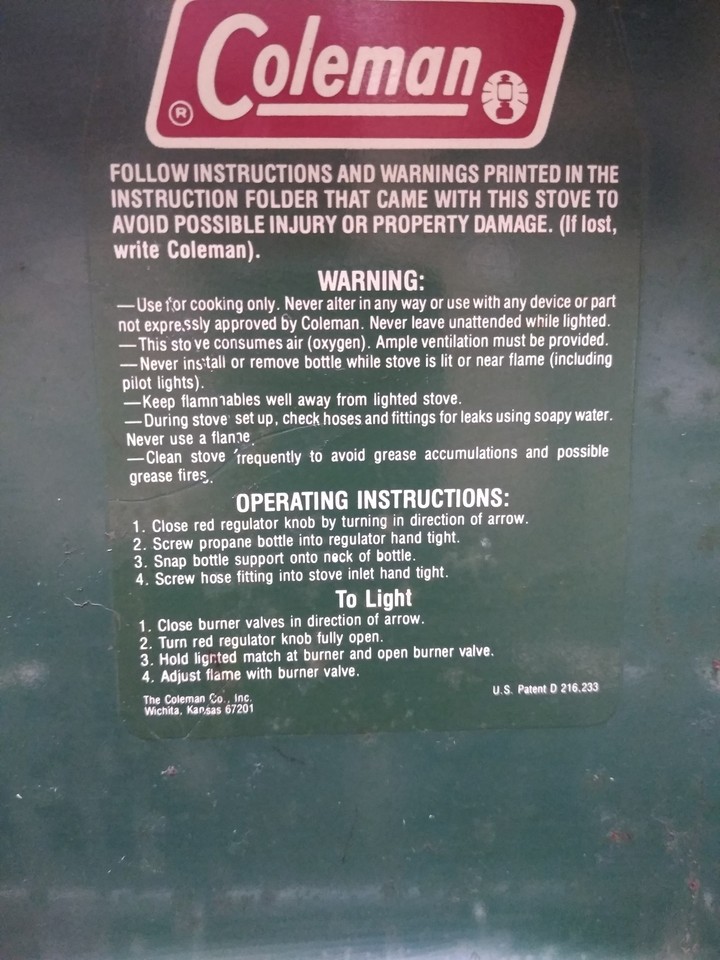 Vtg 1981 Coleman Green 2 Burner Propane Camping Stove 5410A700 Picnic