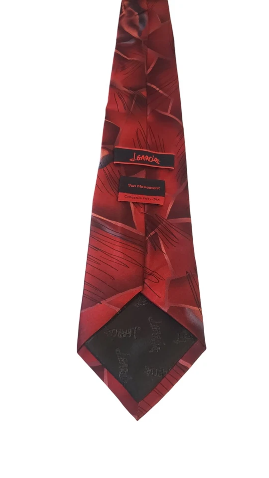 Corbata de cuello J Garcia para hombre colección 'Movimiento solar' 56 seda roja ropa artística abstracta Foto 4 de 4