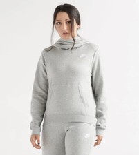 NEW Nike Women's Funnel Neck Pullover Hoodie - Heather Gray - Large