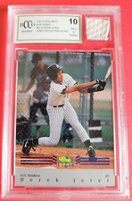 Derek Jeter ROOKIE Card GRADED BECKETT BCCG 10 + GAME USED GLOVE PIECE Yankees