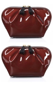 Macy's Makeup Hand Bag Clutch cosmetic burgundy patent ...