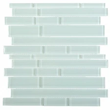 Light Aqua  Random Linear Glass Mosaic Wall Tile