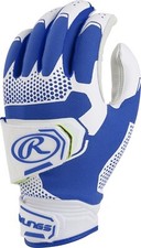Women Rawlings Workhorse Pro Fastpitch Softball Batting Gloves White Royal Blue