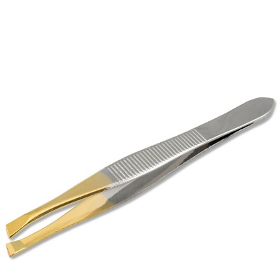 Goldspitze schräge Spitze Pinzette abgewinkelt Präzision Augenbrauen Haarzupffer Stahl UK
