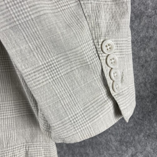 Kroon Blazer Sport Coat Mens 42R Gray Plaid Cotton Linen Crinkle Unstructured - Picture 15 of 17