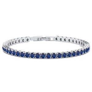 Authentic 14k White Gold Plated 4MM Round Cut CZ Tennis Chain Bracelet 7.5 Inch All Colors