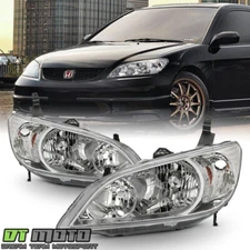 For 2004-2005 Honda Civic 2/4 Door Headlights Front Headlamps Pair Left+Right