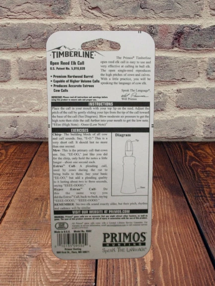 Elk Call Primos "Timberline" 9502 Open Reed Wood Barrel New Sealed Package! - Image 2 of 4