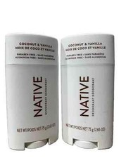 2 Native Deodorant Coconut  Vanilla Aluminum and Paraben Free 2.65 OZ Full Size