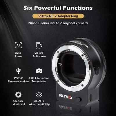 VILTROX NF-Z Auto-Focus Lens Adapter Ring for Nikon F Lens to Z Mount Camera