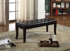 Linon Faux Leather Tufted Bench Espresso