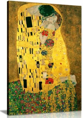 Gustav Klimt Kiss Canvas Wall Art Picture Print - Image 1 of 4