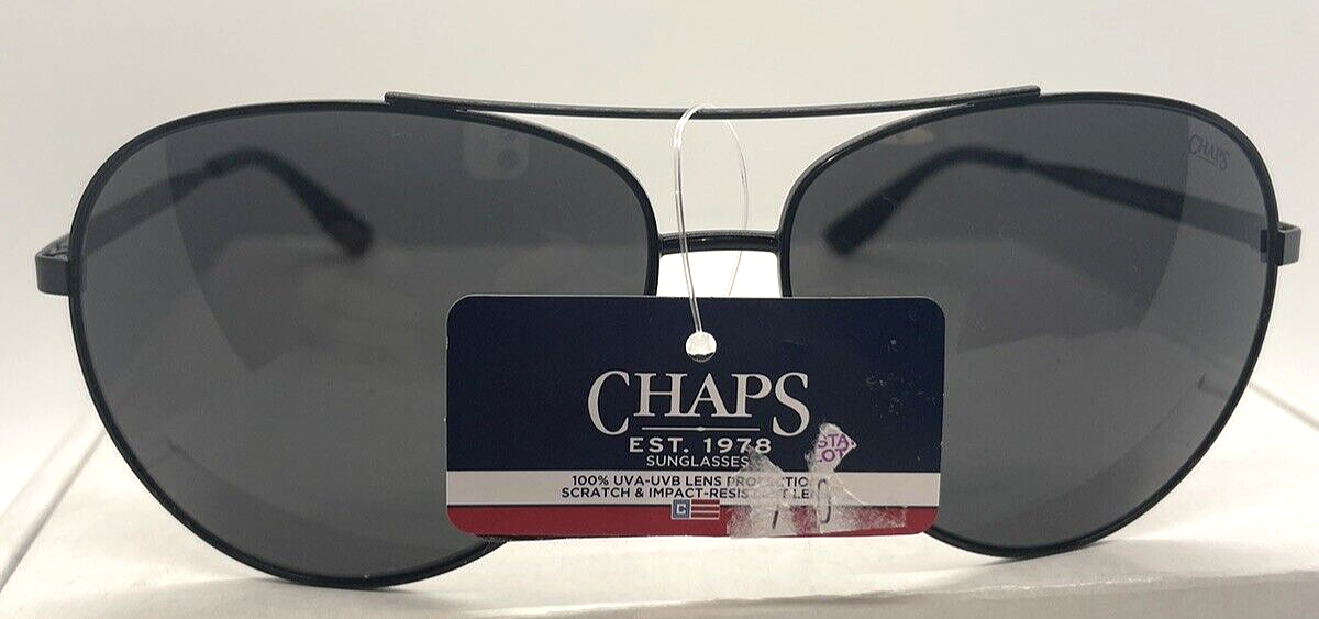 Chaps Aviator Sunglasses Black frame black tint lens new w/ tag-image