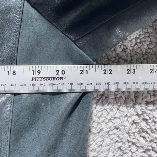 Caslon Moto Jacket Sz XL Green Brushed Faux Leather Full Zip Boho Mod Style Coat - Picture 6 of 8