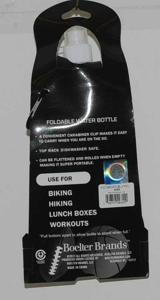 Botella de agua plegable reutilizable con licencia universitaria University of Missouri Tigers Foto 2 de 4