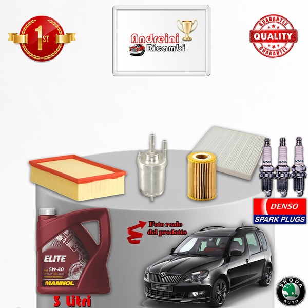 Inspektionskit Filter ÖL Kerzen Skoda Roomster 1.2 12V 47KW 64CV Von 2010->-image