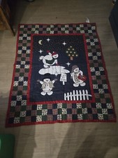 Christmas Quilt Throw Blanket Snowmen Plaid