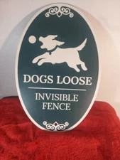 Sigo Signs Dogs Loose Invisible Fence Decor Sign, Burgundy Dark, 12x18 Inches, A