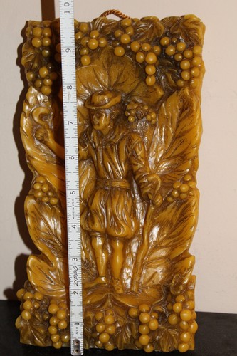 Scultura in cera 3D vintage Baviera Germania rilievo da parete arte personaggio contadino - Foto 2 di 4