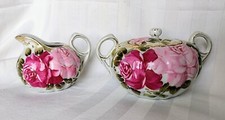 Vintage Porcelain China Painted Rose Sugar & Cream Set