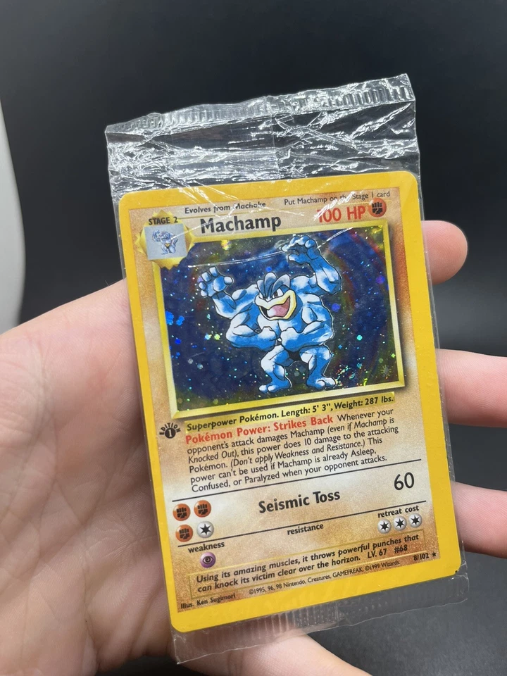 Pokémon TCG Sealed Machamp 8/102 CD-Rom COSMOS Holo MISCUT ALIGNMENT DOT ERROR - Image 2 of 4