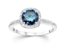 2.6CT Blue Sapphire Cubic Zirconia Cushion Halo Women's Engagement Ring
