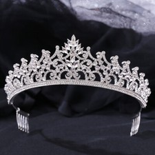 5.2cm Tall Large Crystal Tiara Crown Combs Wedding Queen Princess Prom For Women