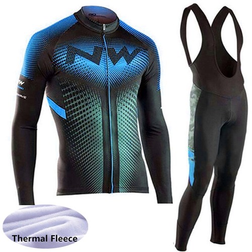 Mens Team Cycling Jersey Bib Pants Set Winter Thermal Fleece Bike Sports Outfits - Picture 24 of 54