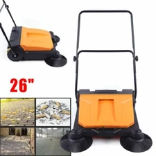 26" Industrial Floor Twin Sweeper,Dual Side Brooms,Walk-Behind Outdoor & Indoor 