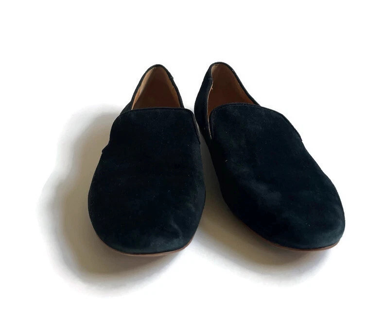 J Crew Women s Black Suede Smoking Loafers Flat Shoes Style AA524
