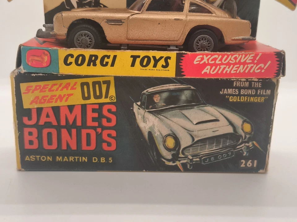 JAMES BOND 007 ASTON MARTIN DB5 GOLD CORGI TOYS 261 GT BRITAIN VON 1965 OVP BOX - Bild 3 von 4