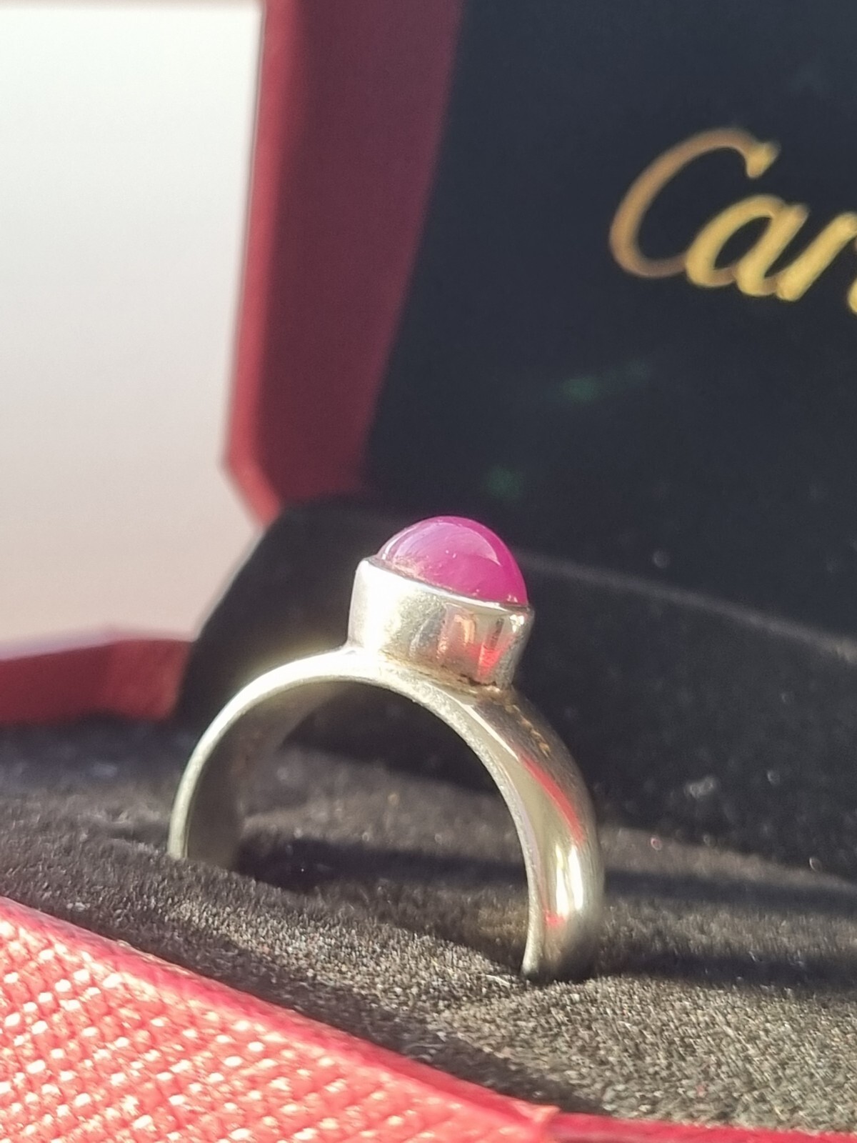 Beautiful Natural Star Ruby Silver Ring UK Size N… - image 4