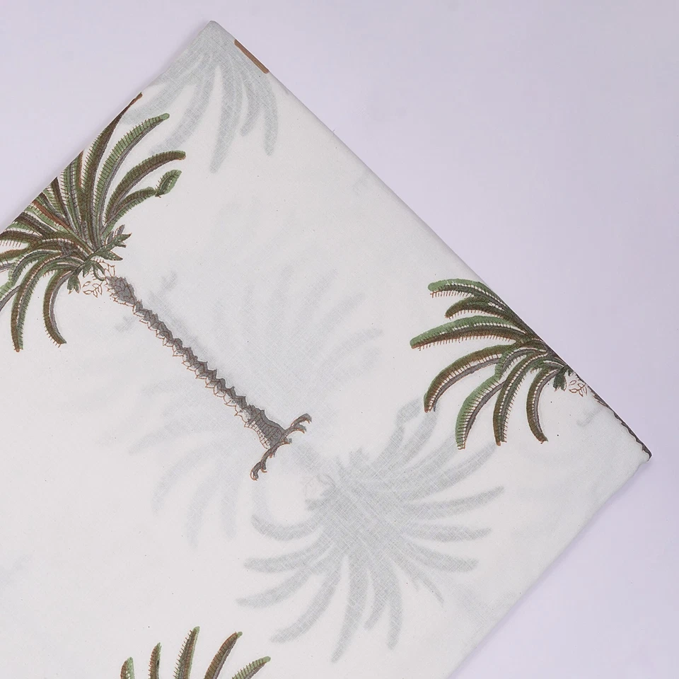 2.5 Yard Hand Block Palm Tree Print 100% Cotton Dressmaking Craft Fabric - Image 1 of 1