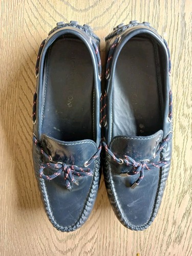 Authentic Louis Vuitton men’s Navy Leather Arizona Moccasin Loafers Size 11 - Picture 2 of 6