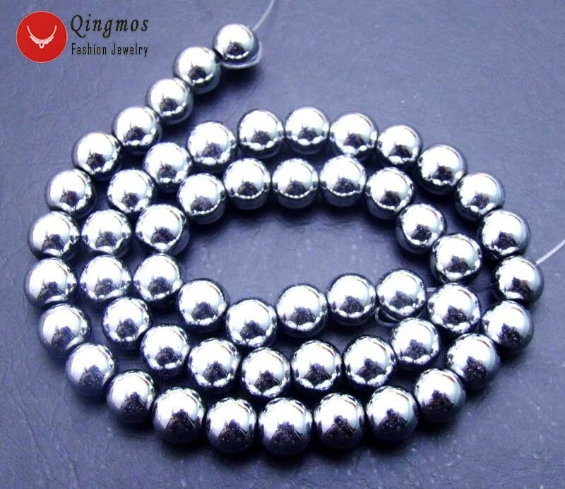 Cuentas redondas de hematita blanca natural con brillo de 8 mm para hacer joyas hebra hágalo usted mismo 15" Foto 3 de 3