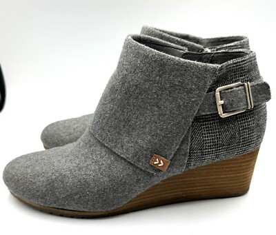 Scholls Create Grey Wool Blend Wedge Ankle Boots Size 11 M