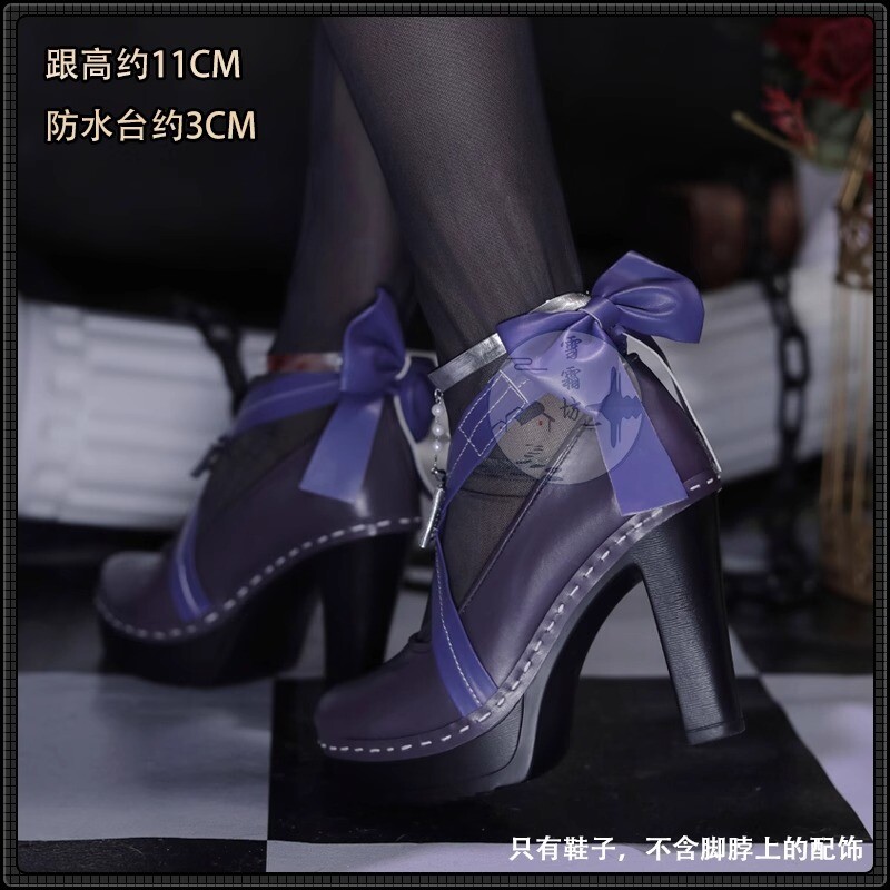 Anime ZZZ Zenless Zone Zero Vivian High Heels PU Shoes Purple Bow