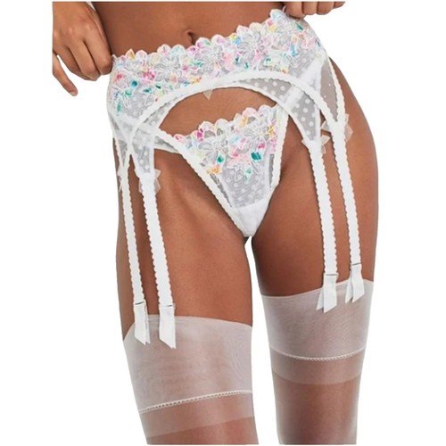 Fleur du Mal Velvet Lily Embroidered Garter Belt Daffodil  display picture 3