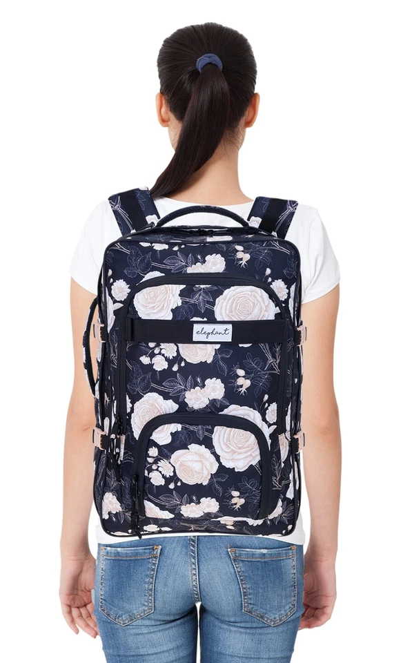 Rucksack Handgepäck IATA Reiserucksack Elephant Travel Fly 13023 Flower Schwarz - Bild 2 von 4
