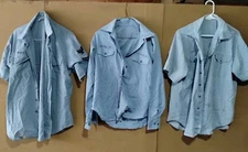 Set Of Three Used GENUINE US NAVY  CHAMBRAY UTILITY WORK SHIRTS Group #3