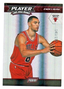 2017-18-Panini-PLAYER-OF-THE-DAY-SILVER-HOLO-7-ZACH-LAVINE-145-150-Chicago-Bulls