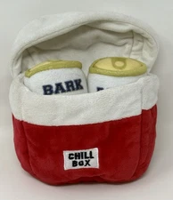 Bark Chill Box Cooler Beer Lager Plush Cans Squeaky Crinkle Dog Toy XS-S